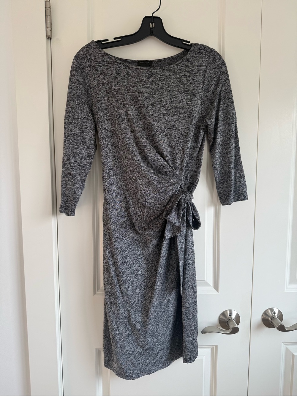 Ann Taylor Heather Gray Side-Tie Dress